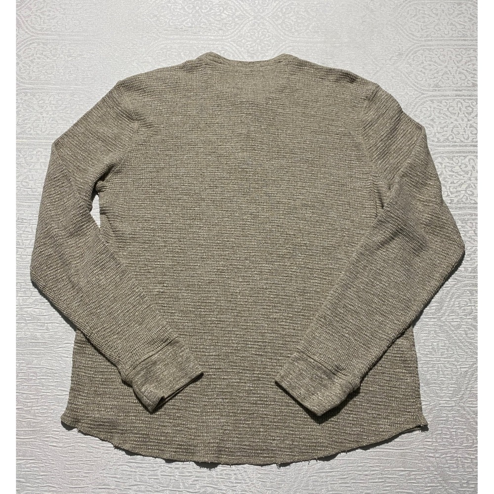 Lucky Brand Mens XL Lived In Henley Waffle Knit Thermal Shirt Tan Long Sleeve - Picture 4 of 4
